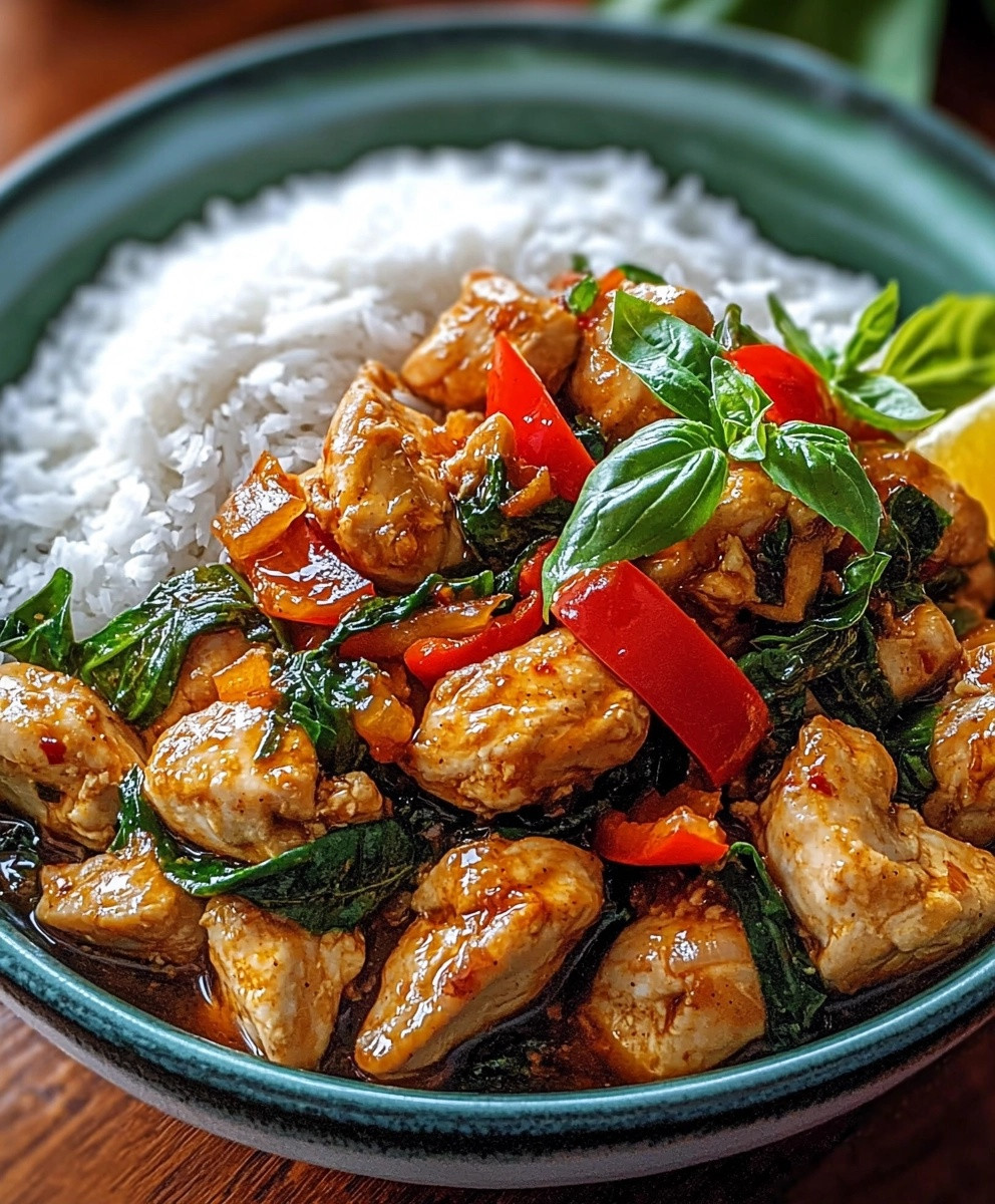 Poulet au basilic thaïlandais