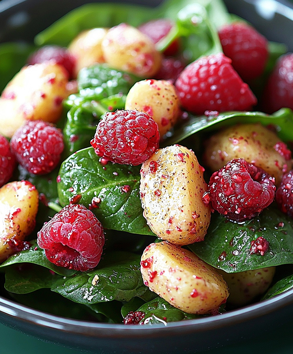 Salade épinards framboises