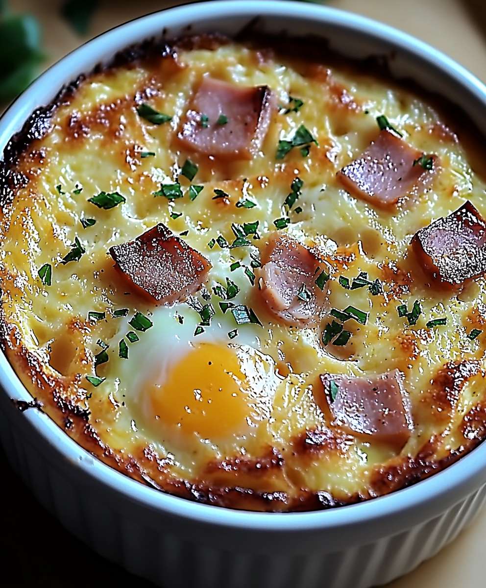 Oeuf cocotte jambon fromage