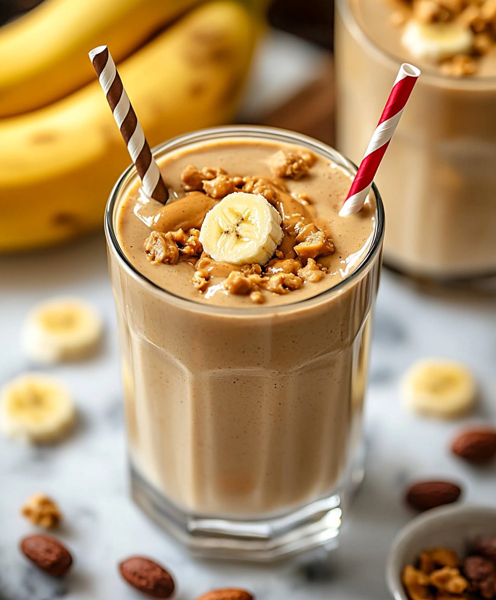 Smoothie banane beurre cacahuète