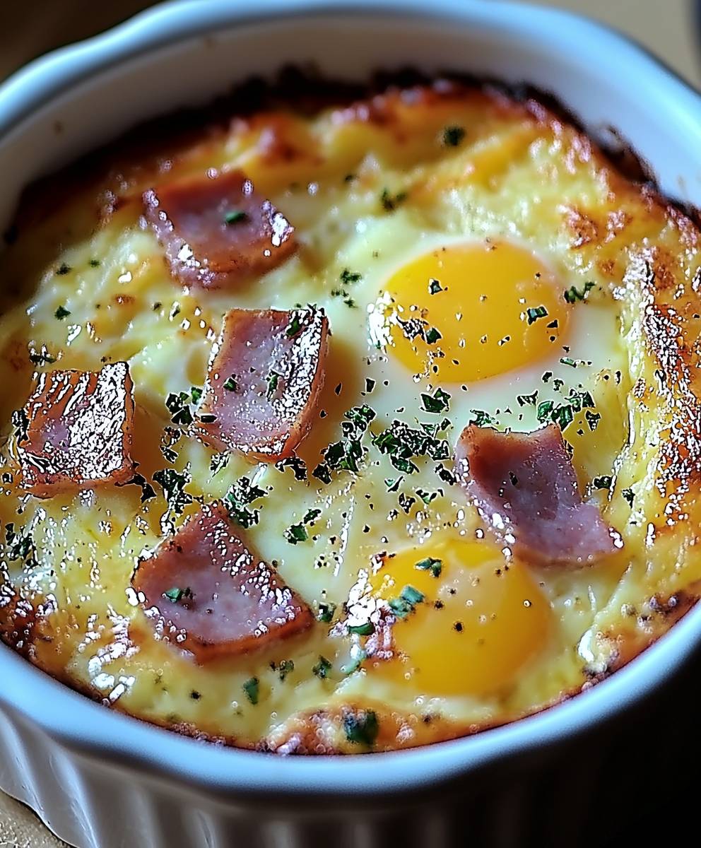 Oeuf cocotte jambon fromage