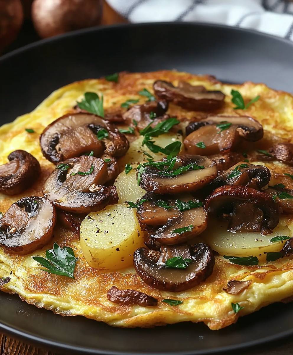 Omelette champignons pommes de terre