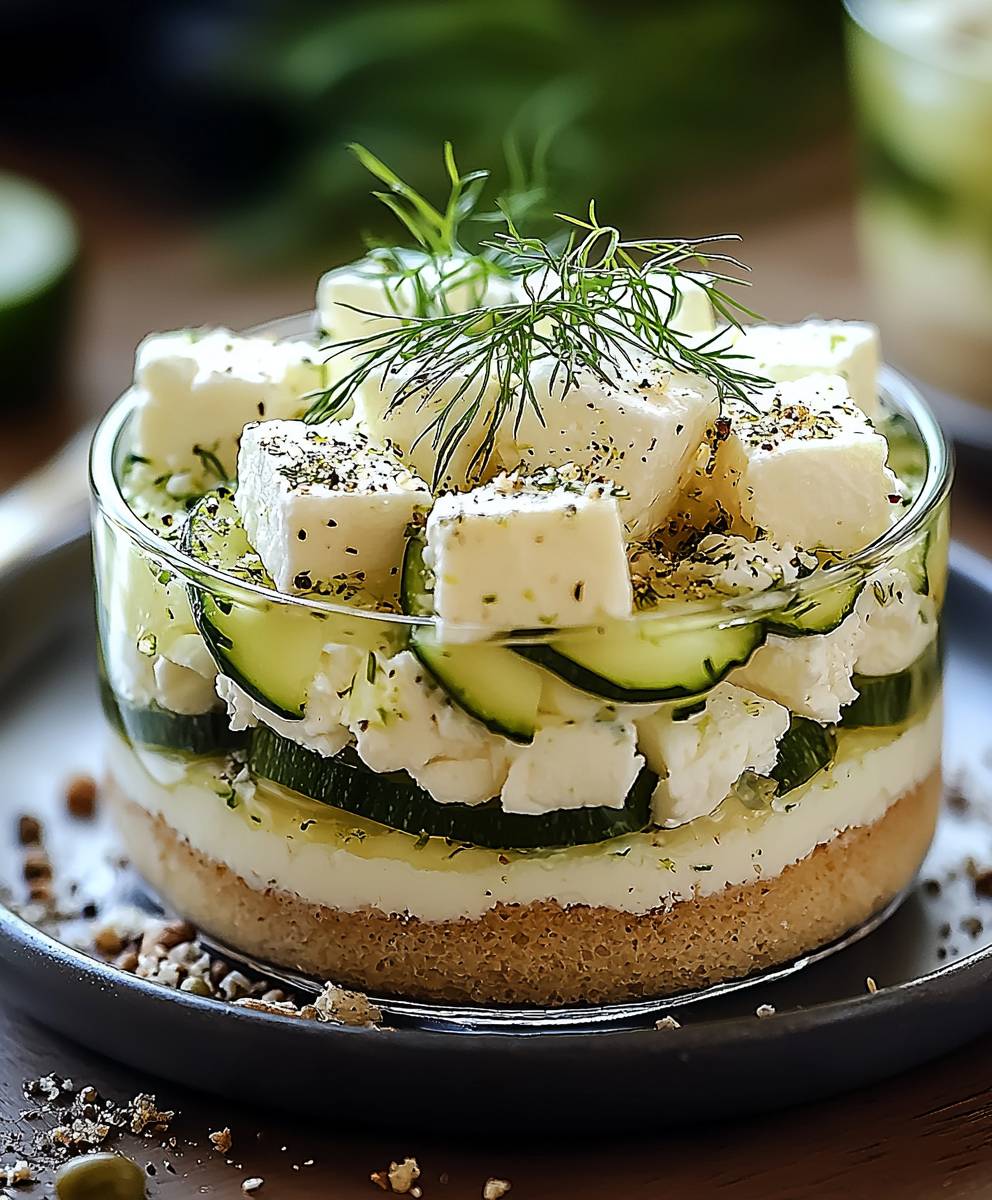 Tiramisu salé courgettes feta aneth