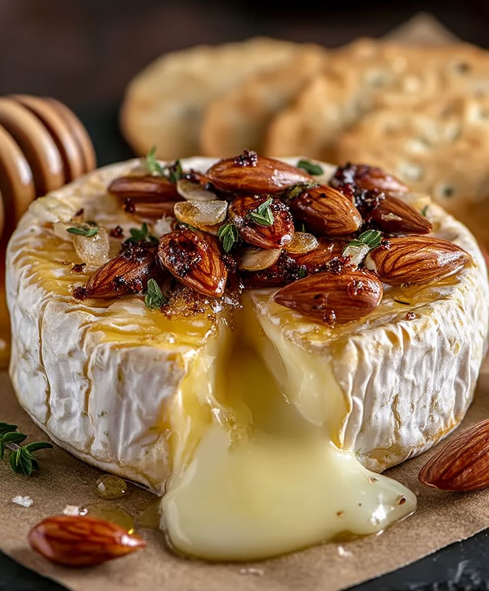 Brie cuit miel et amandes