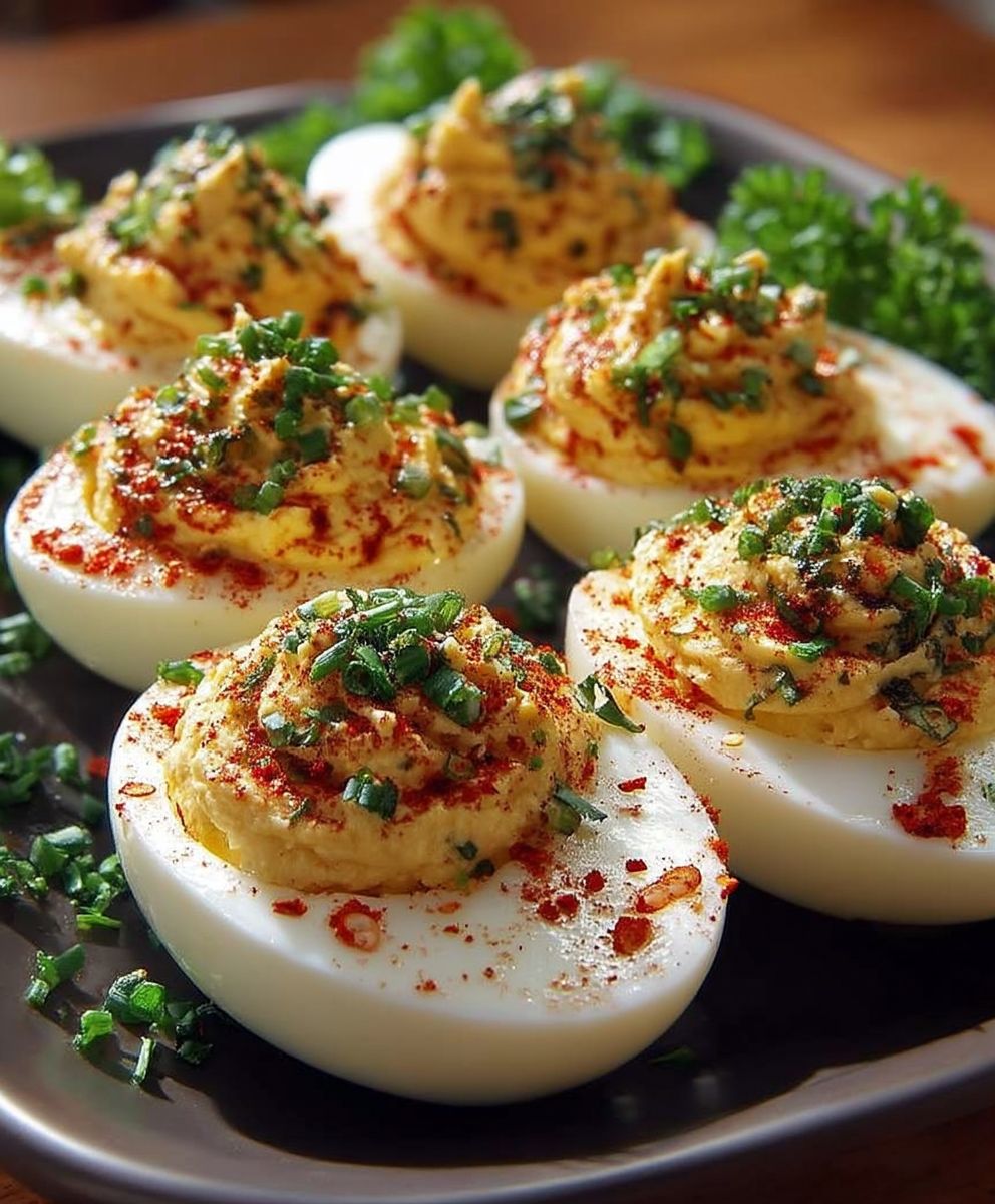Oeufs durs farcis paprika