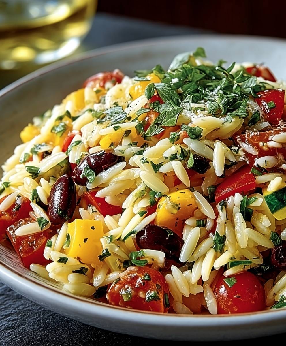 Salade orzo méditerranéenne ensoleillée
