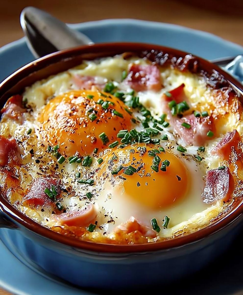 Oeufs cocotte jambon comté