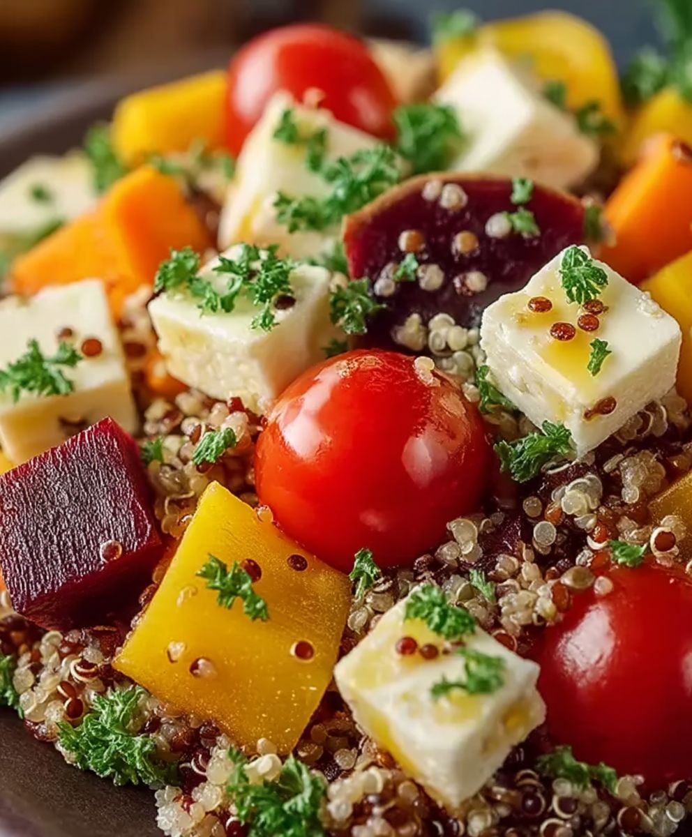 Salade quinoa légumes racines tiède