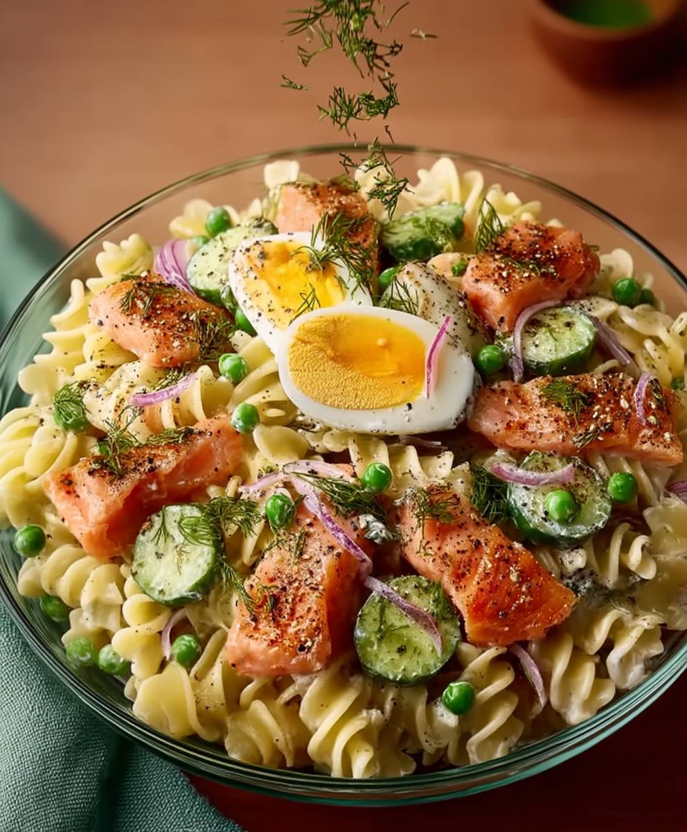 Salade de pâtes saumon fumé