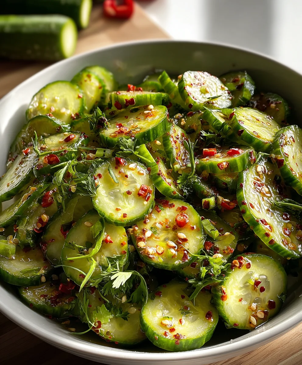 Salade de Concombres Épicée et Rafraîchissante