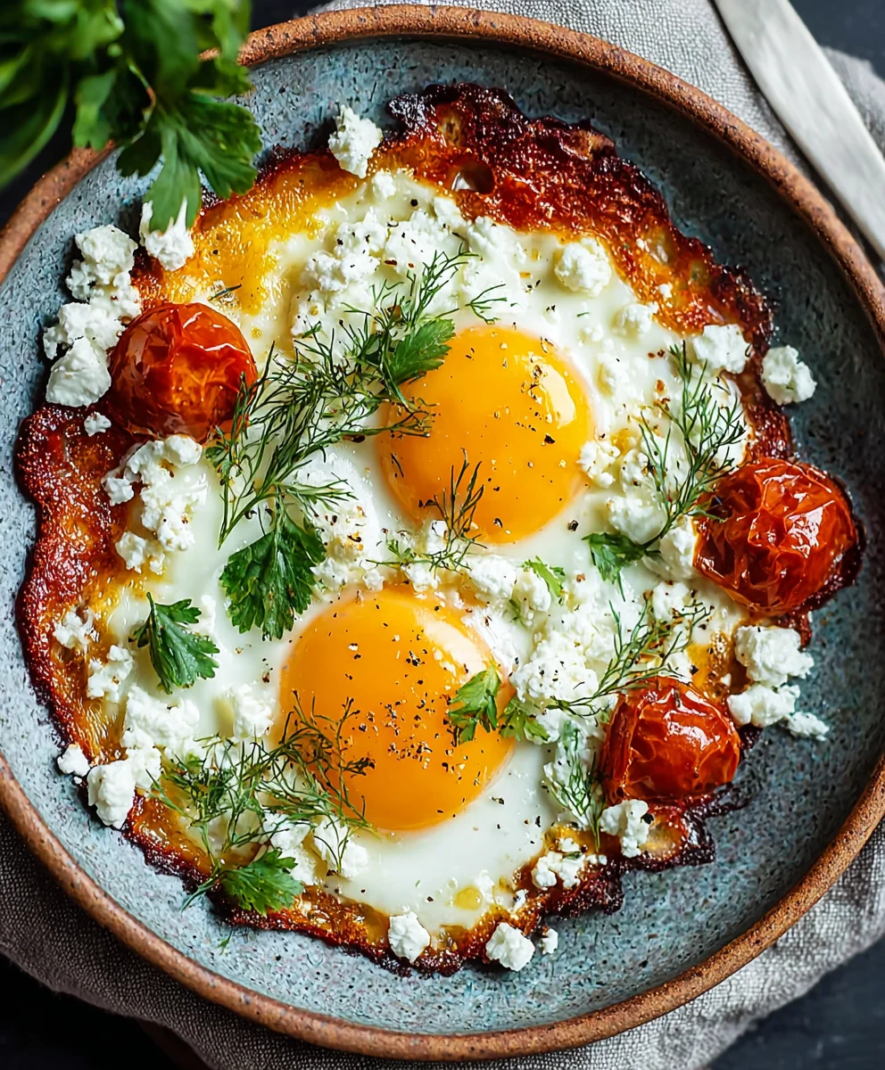 Recette d'œufs au plat à la feta croustillante
