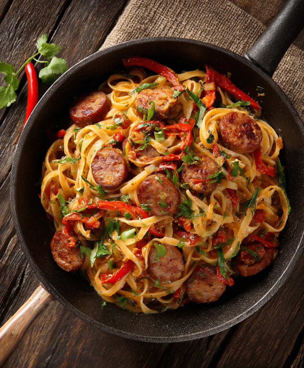Pâtes Saucisse de Bœuf Cajun Crémeuses