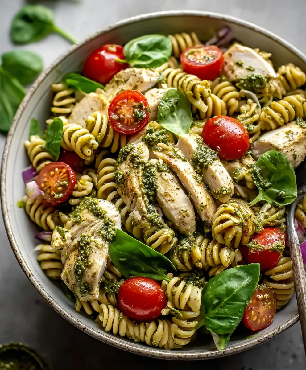 Salade de Pâtes au Poulet Pesto