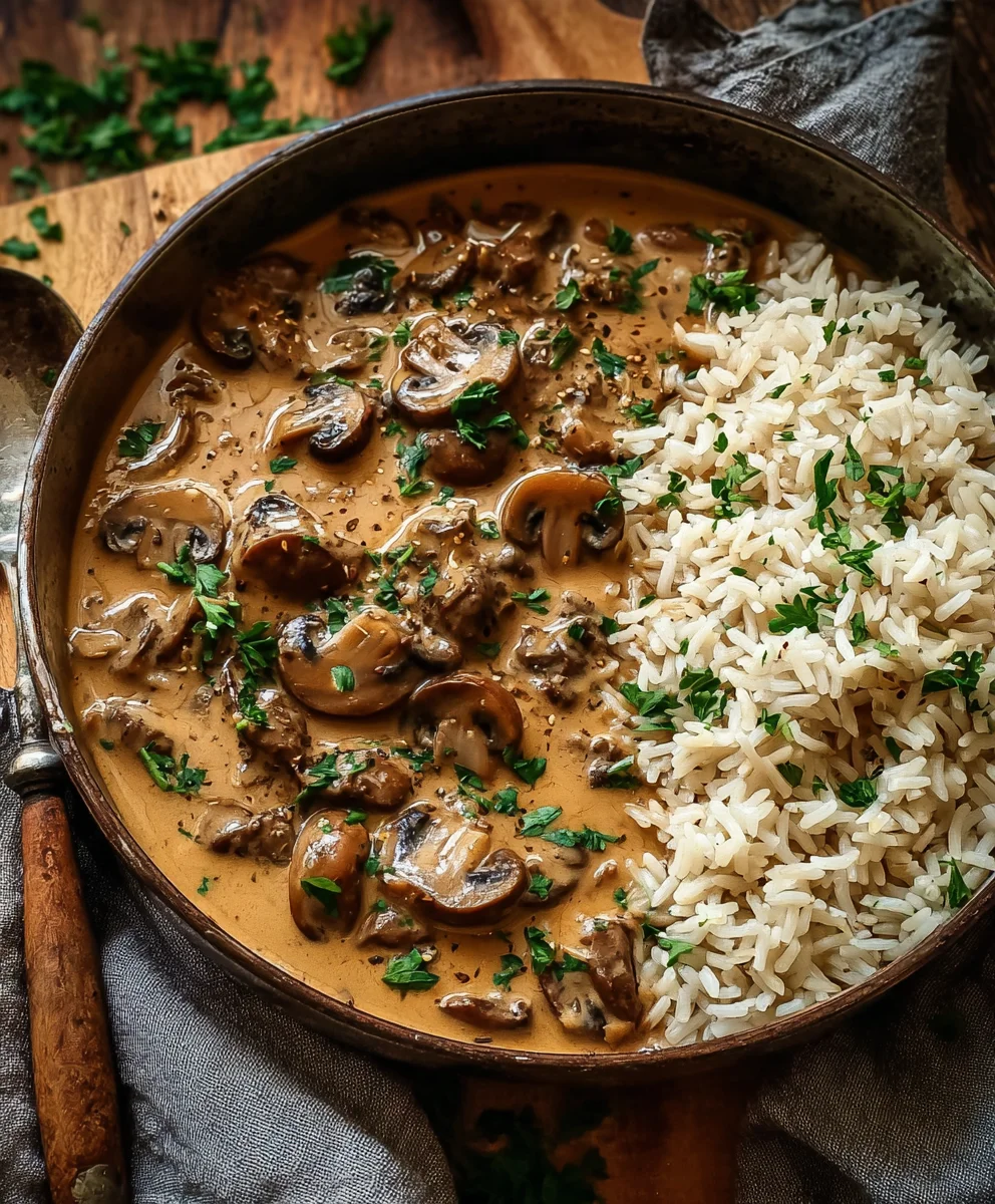Bœuf Stroganoff Champignons Riz Complet Facile
