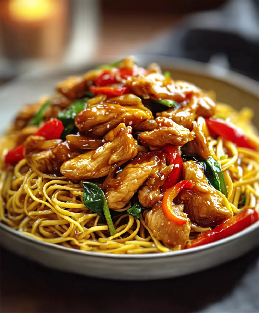 Nouilles Sautées Poulet Caramélisé Faciles et Rapides